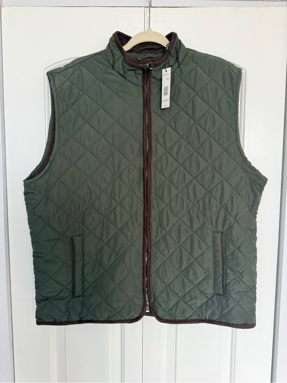 Mens Tahari Quilted Vest Brown Olive XXL NWT